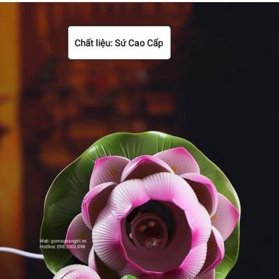 ĐÈN SỨ HOA SEN DÂNG BÀN THỜ PHẬT
